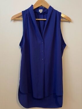 Babaton Sleeveless V-Neck Blouse in Cobalt Blue